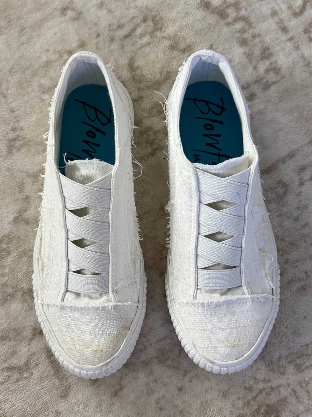 Blowfish Distressed White Slip-On Canvas Sneakers